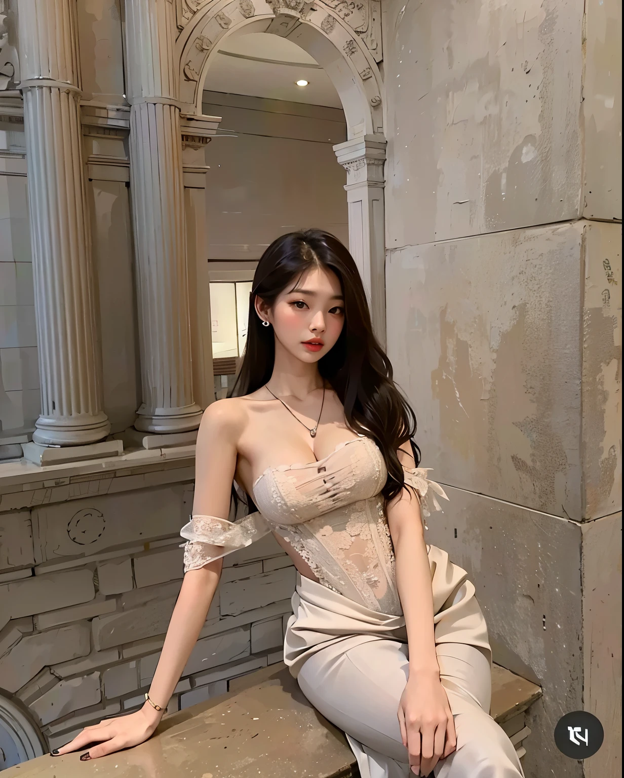 Beautiful woman with perfect body:1.4,layered hairstyle,Prominent cleavage:1.5,Red miniskirt,Highly detailed facial and skin textures,double eyelids,whiten skin,long hair,Whitened long legs