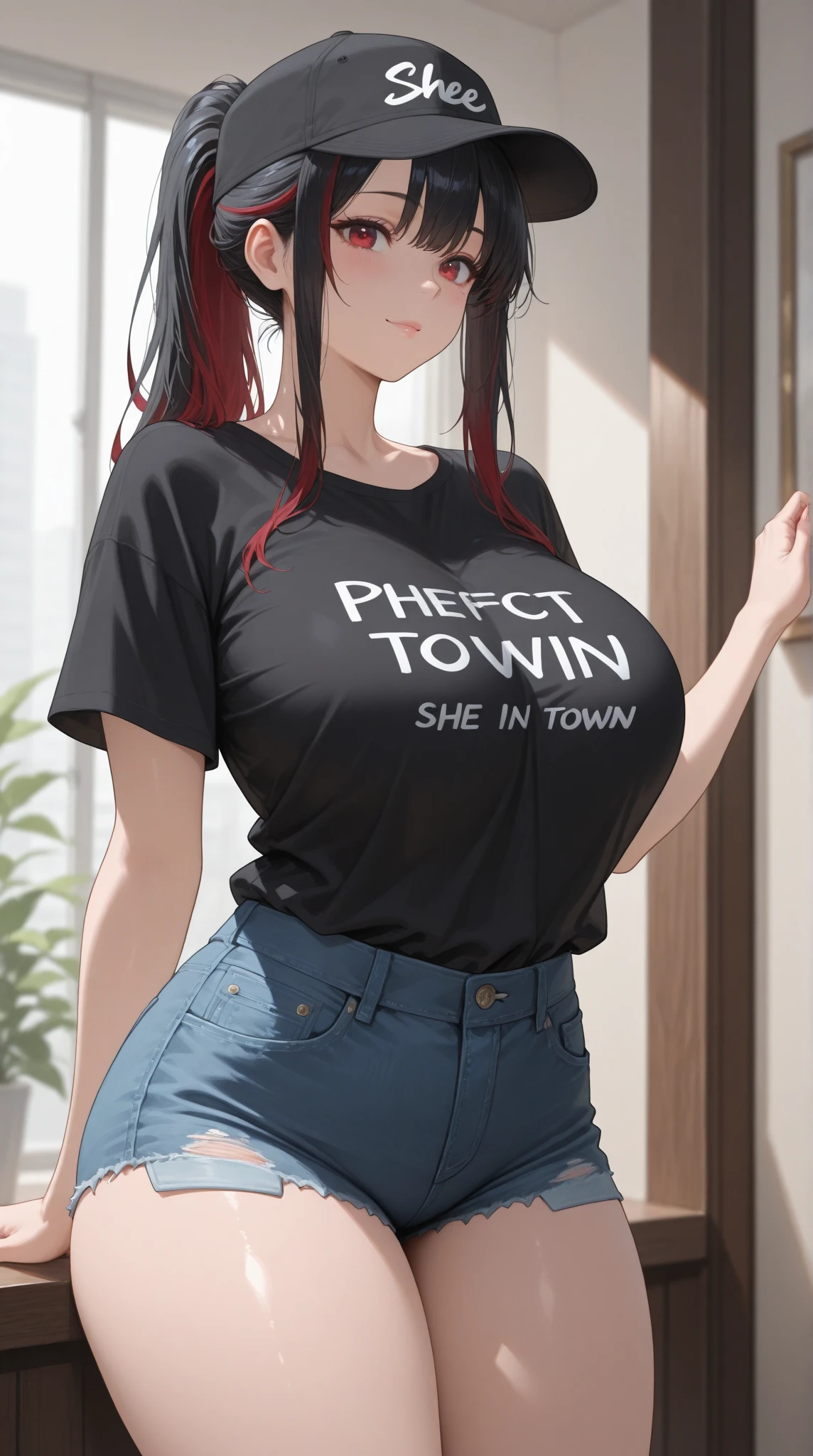 1 girl, wearing a shirt,written the name Harl ,in the middle of the shirt.