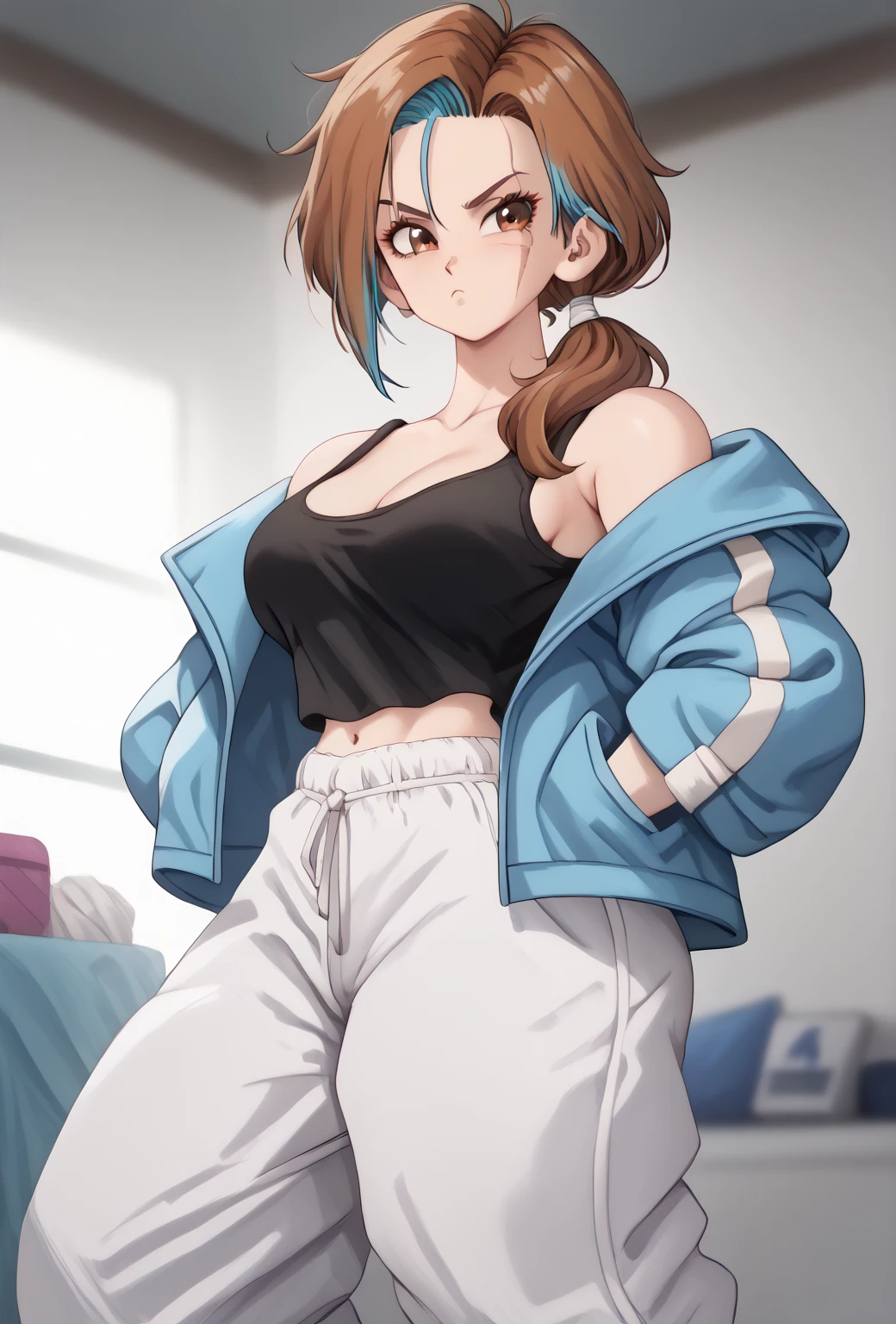 Cropped Jersey、hot pants、Glasses、Cleavage、sports warehouse、15 years old、School、Small face、Nsfw、Perfect proportions、Dynamic Pose