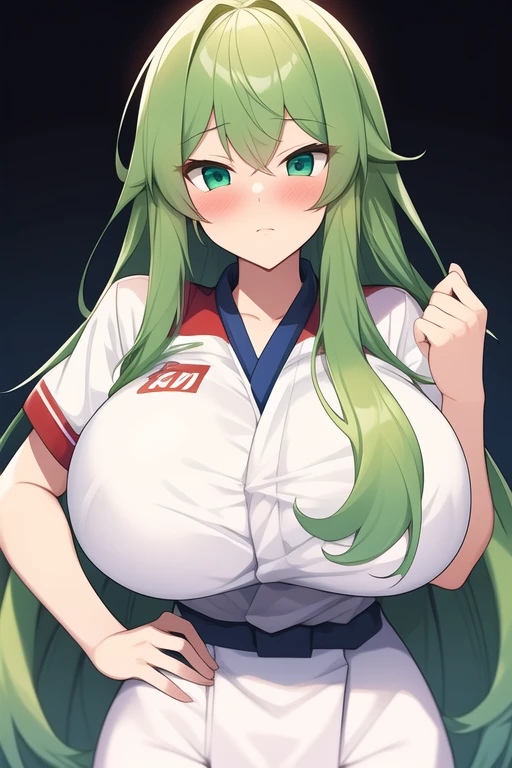 sexy girl ((big boobs)) in short shirt ((green with the WhatsApp logo )) ((greenhair))