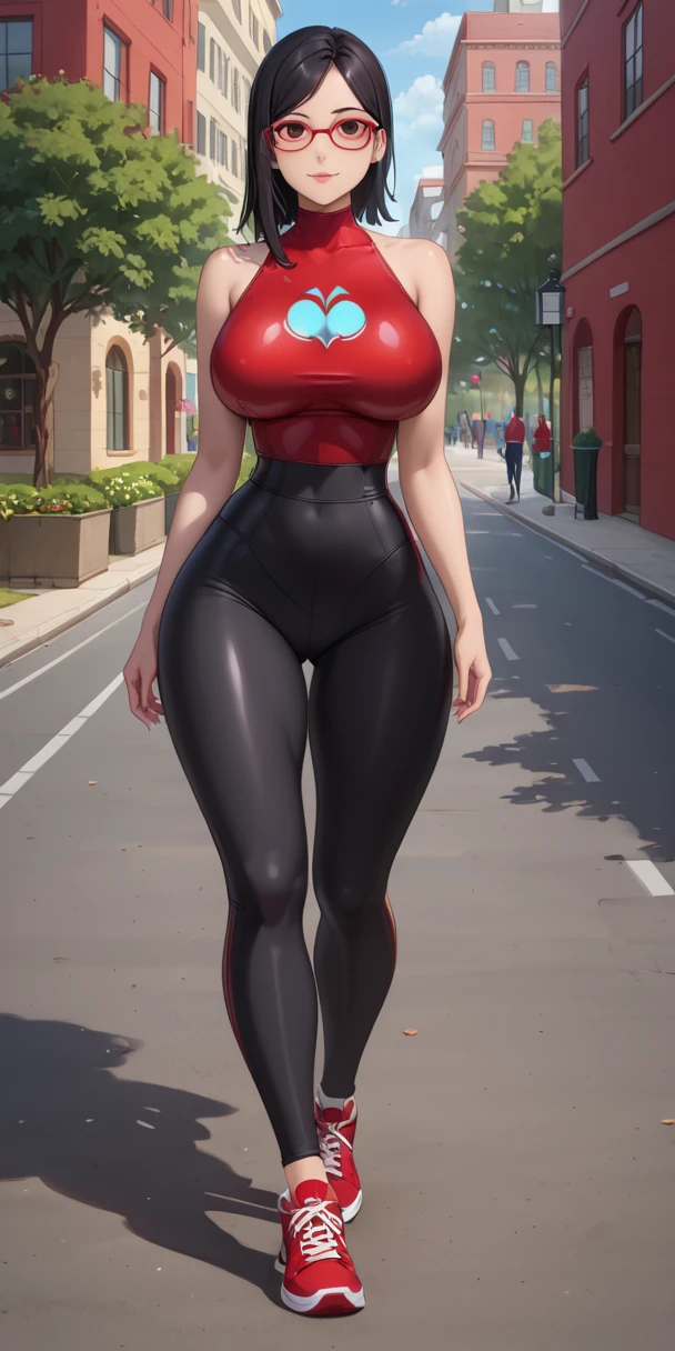 1GIRL, SOLO, HAIR ORNAMENT, (HUGE FAKE BOOBS:1.3), (SKINTIGHT RED BRA, CLEAVAGE:1.2), (SKINTIGHT YOGA PANTS, HIGH HEELS:1.2), (MUSCULAR BODY, MUSCLE ABS, LONG LEGS, FULL BODY:1.2), (LOOKING AT VIEWER:1.5), (WALKING DOWN STREET CYBER NIGHT CITY:1.2), ULTRA HIGHT DEFINITION, 8K, 1080P.