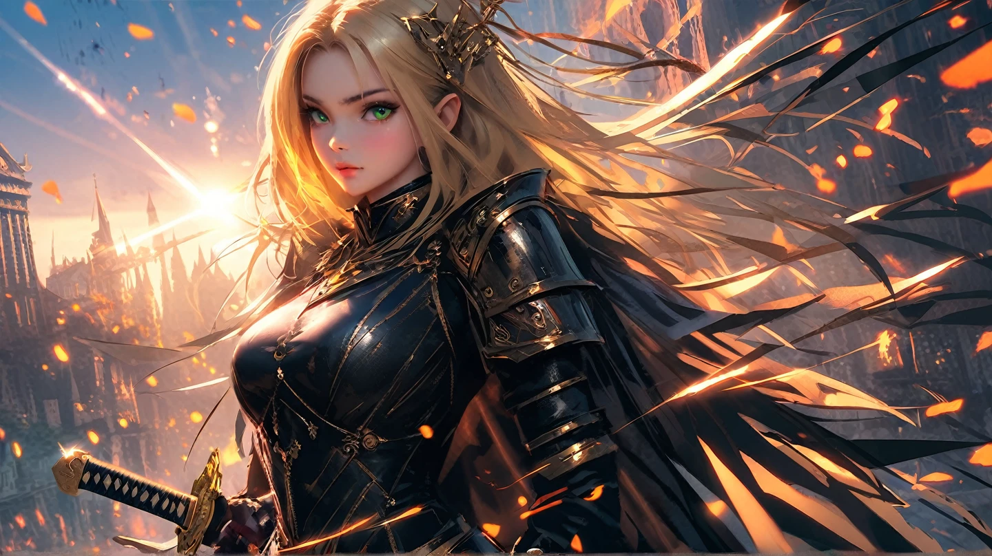 (masterpiece, top quality, best quality, official art, beautiful and aesthetic:1.2), extreme detailed, (fractal art:1.3), (zentangle:1.2), colorful, visual chaos, fluid movement, captivating patterns, highest detailed,
1 girl, adult (elven:0.7) woman, blue eyes, blonde layered hair,
portrait, solo, (full body:0.6), detailed background, detailed face, (militarist authoritarian dictatorship theme:1.1), angry expression, dark fighter, unholy, gray clothes, spiked armor, spiders in background, <lora:FirevfxCreateMore_v2:0.4>, flames in background, misty dark sinister atmosphere,
<lora:mitsuart_v8.1a:0.6>,