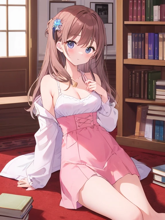 ultra high quality illustration, anime, high quality , 8k, masterpiece, realistic human female, realistic proportions, detailed face, smooth soft skin, realistic dreamy eyes, beautiful intricate colored hair, symmetrical, intricately detailed hair, soft lighting, detailed eyes, beautiful, (looking at the viewer), smooth skin, perfect skin, (beautiful detailed face), Akagawa Chisa, (short dress), (thigh boots), (kneehighs), ponytail,