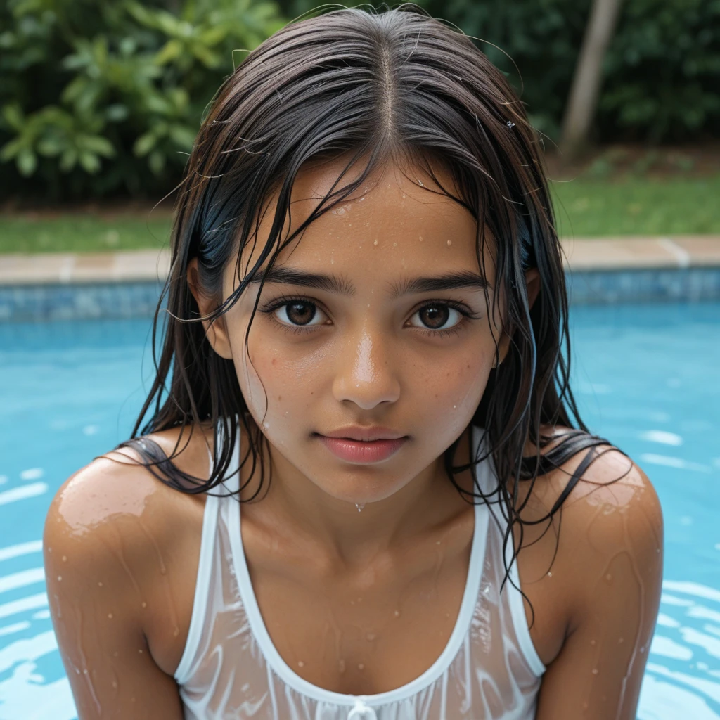 14 year old beautiful Shrilankan girl beautiful girl Smiling half body shot beautiful Shrilankan girl, .., ((Full body shot, (Dynamic Shodows, , , , (Smiling),, standing position) , ((Wet Sweaty beautiful rendering realistic water) Completed61%,,, (Wears a Laced Lingire Bralette and shorts),, (giggly heart shaped butt), Shot by Helios 44m-6 58mm F2 Portrait Bokeh,