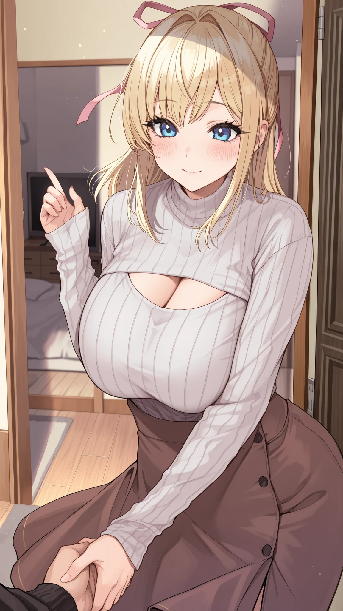 Super Resolution、
(Lively:1.3)、
(One slim girl)、Stylish girl、(Huge boobs)、((exposed:1.5))、((Nipples are visible:1.5))
glossy lip gloss、Wear open-chested clothes、
Thick thighs、Knee-high socks、Earrings、White sweater
(Enamel material)、mini skirt、
Exquisite beauty、Beautiful Face, (Pitch Resuit), Inside the university、Embarrassed face