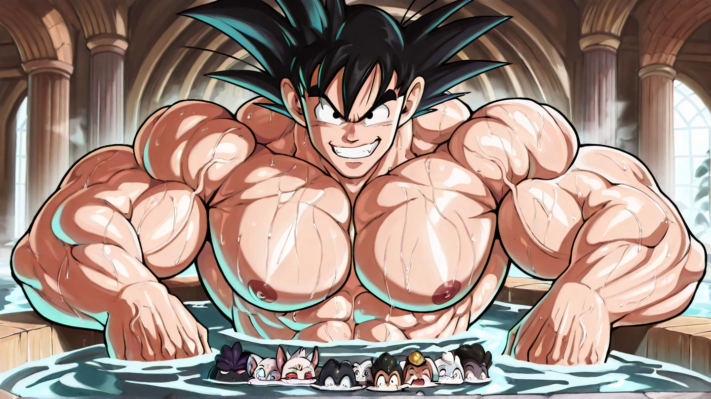 Son Goku,Huge erect penis､Well-trained muscles,Young boy,Drooling,(((Protruding veins in the body))),Bodybuilder-like muscles,Ejaculating penis,Sexy nipples,squat,Ejaculate a lot,Expressions of drowning in pleasure,2boy～4boy,Muscular thighs,Orgy,fuck,A face in pain and tears,Unfocused eyes,Harness,Gag,Black Mist,Upward Penis,Urinating,Black Aura