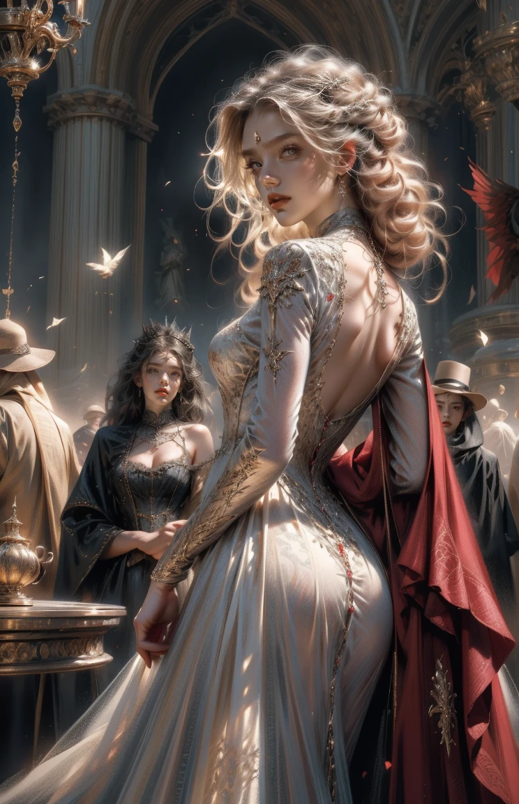 { - anatomy error}(Masterpiece - Ultra-Detailed, High Resolution) Prepare to be enchanted by a true masterpiece that combines ultra-detailed art with high-resolution rendering. This work shows a mesmerizing woman, with short, light blonde hair, 1950s style, Marilyn Monroe (1.3) and captivating brown eyes (1.2), New York illustration style, wearing red lipstick, emanating an aura of elegance and mystery. Wearing classic 1950s clothing. sexy. Intricate details and realistic textures invite you to explore every aspect of this enchanting composition. Transparent white dress. Walking, writing, lying, standing, on your back, dynamic poses. Get ready to dive into a world where beauty and craftsmanship merge perfectly.
