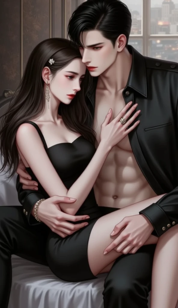 (Shibari,Behind the arm:1.4),(Put your hands behind your back),(hentail realism:1.4,(Raised sexy,Beutiful women,s the perfect face,perfect eyes),white transparent lingerie, hooker heels,(greyish hazel eyes,wavy black hair,long hair),(Shibari,Behind the arm:1.4),(Keep your hands behind your back) handcuffs,glossy skin, pale white skin, weeping,pretty face, skinny but hot body, petite, graceful physique, hourglass figure, toned body,Yin ring,Nipple studs,Yin chain,Punk collar,Lots of sex toys, (blushing),Casual seductive pose,Exposed body, Mouth open,Stick out her tongue,Surrounded by naked men(many Naked men watching), sexy