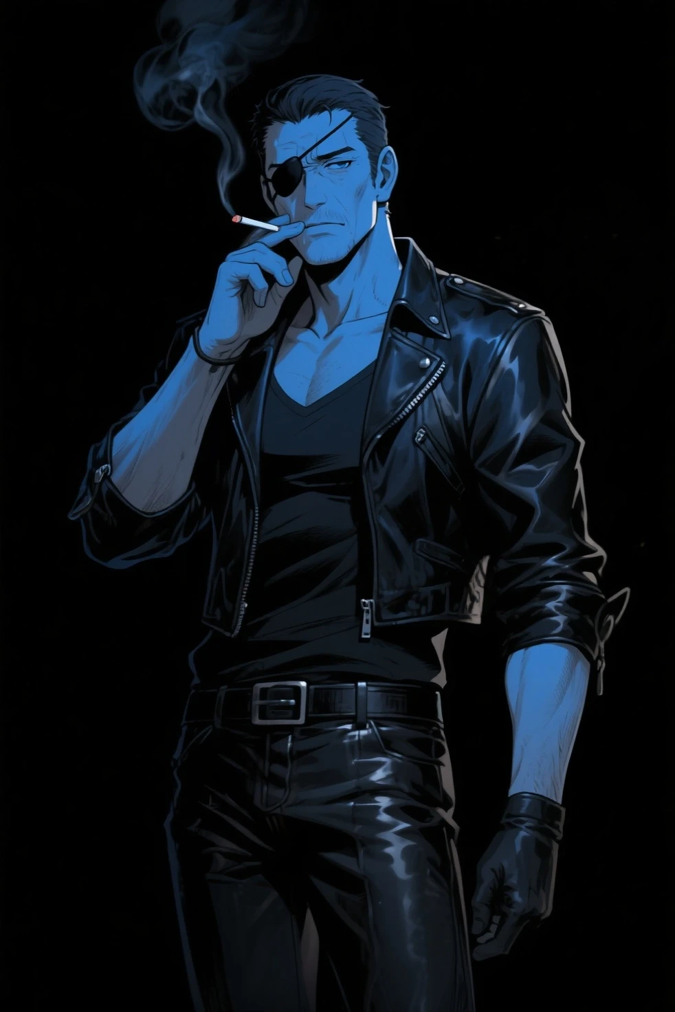 Roronoa Zoro from anime,1boy, looking at viewer, high-tech clothes, standing pose, from below, fantasy, high contrast, ink strokes, explosions, over exposure, impression , abstract, ((watercolor painting by John Berkey and Jeremy Mann)), brush strokes, negative space, good anatomy, good proportions, good architecture, realistic:1.25, cantered, high detail, high resolution, 8k, stunning, mascular body, Style-Hamunaptra:0.4,