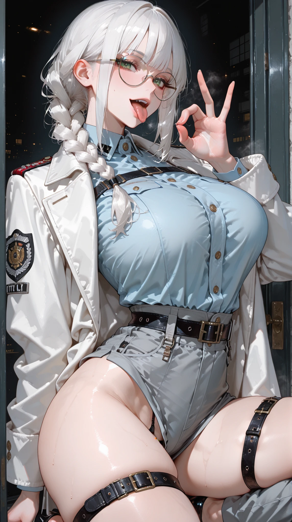 white straitjacket,mediuml breasts,Big sister