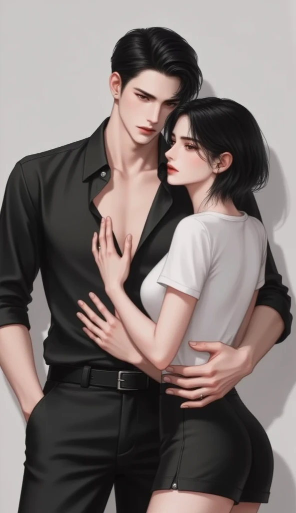 Painting of a man and woman sitting on a chair, Roberto Ferry and Ruean Jia, Couple pose, Ruan Jia and Joao Ruas, high quality fanart, by Shen Zhou, Rob Rey and Kentareõ Miura Style, By Pinchus Kremegne, By Max Buri, Gesture study, Commission for high resolution, By Ni Yuanlu