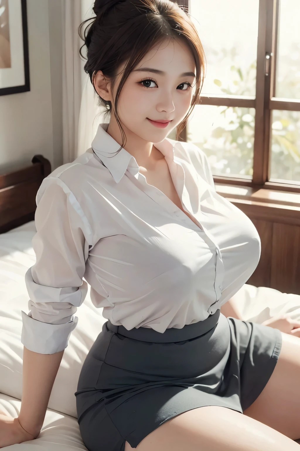 Highest quality、Face Focus、Soft Light、(Written boundary depth)、Ultra-high resolution、(Realistic:1.4)、RAW Photos、(knees:1.4)、((片方のkneesを軽く曲げる))Three Japanese Girls、20-year-old girl、Huge 、(shy、Sexy seductive smile:1.1)、(Moonlight Eyes)、Beautiful face in every detail、(blonde, Cute hairstyle, 強調された超Hugeな非常にHugeな胸の谷間が見える)、High angle shot、Center View、Arab Asian woman sitting at a desk wearing satin clothes、Amazingly cute sexy girl、Japanese Girls、Wearing a lace slip shimmy、Surreal 、Surreal 、 Sexy and seductive lewd poses with hugging and touching、Ezvian Everywhere、Beautiful Skin、Glowing Skin、Nice thighs、Shining thighs、Shining Legs、kneesの白いハイソックス、Luxurious Japan bedroom 、Nogizaka Idol、Korean Idol、We invite you、((teacher,(Large Breasts:1.3, Big Breasts, Flowing sweat, Narrow shoulders,(impossible :shirt), See through, No sleeve,Puffy nipples:Covered nipples:1.5))))