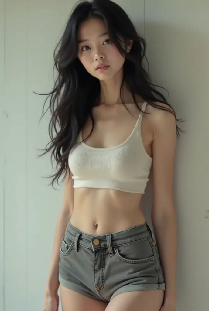 an 18 yo girl in miniskirt in her knees