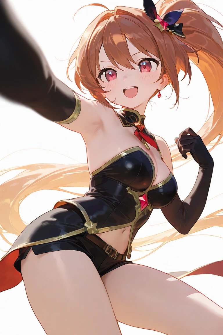 best quality, ultra-detailed, high resolution, 1990s_(style), retro artstyle, 1990s anime cels style, vivid colors, A pretty thicc woman on her pirate spaceship, she is a captain pirate. wearing skimpy futurist pirate clothes, cleavage, detailed eyes, style anime urushisato, detailed background, bmbplora, babe, semi realistic, light chestnut hair, wavy hair, green eyes, big eyes, proud, slightly open mouth, from side, looking away, giving orders, wind