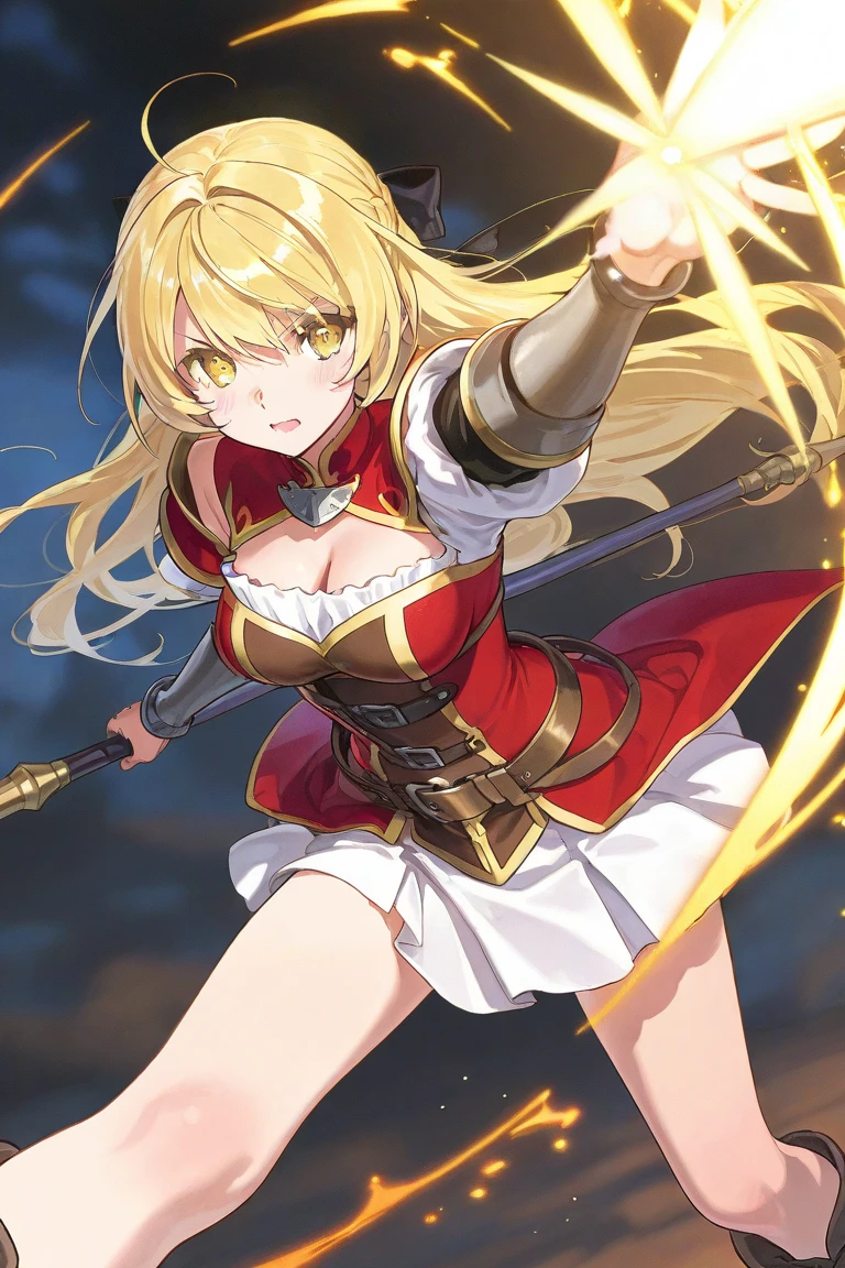 highest quality、cinematic lighting、crimson gladiator woman、Rin々nice face、arena、panties、deep red gladiator costume、full of sweat、dripping sweat、open your legs、(blonde ponytail)、