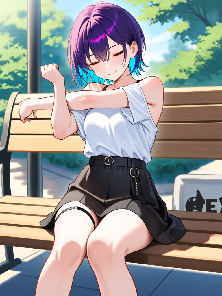 Hololive、Cat porridge、Cat girl、Full Color、Leather jacket、Tank top、Short skirt、girl、smile、Crying face、The hair color is always light purple、Sweaty skin、Throw kiss、In public、public、Big Tits、Pussy juice、field、Fingering masturbation、Peeing