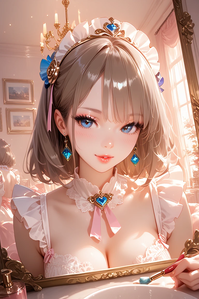 Mature Woman, Looking at the audience, Attractive breasts,Sensual curves、bubble、Full Body Shot,Nightgown, Charming smile, Thick lips, plump唇, blush, Looking at the audience, Provocative expression, Beautiful Hairstyles, Cleavage, plump、Curvy Hips、Attractive face、Mischievous face、Sexy Lingerie、An inviting gaze、Expressing emotions、colored feather, Money属装飾品, particle, Light, (masterpiece, highest quality, highest quality, Official Art, beautifully、aesthetic:1.2), (1 girl:1.3), Very detailed,(Fractal Art:1.1),(colorful:1.1)(flowerズ:1.3),Most detailed, (Dynamic pose), (Shiny skin), (Many colors :1.4), ,(Earrings:1.4), (feather:1.4),masterpiece,Mr.々Hair style,Moneyのヘッドバンド,Tulle covers the chest,Perfect balance, Detailed details of the garment,marble,cinematicLighting, Film Grain, contrast of Light and dark,High detail,(((Gorgeous Accessories))))、Openwork decoration,(((See-through dress)))、(((Anatomically correct body))) ,1 girl, (High resolution), (8k), (Very detailed), Perfect Face, Beautiful eyes and face, (((highest quality))), (Very detailed), Detailed face and eyes, Beautiful Eyes,(((Sexy pose))),Beautiful Eyes、Transparent double eyelids、(((Super gorgeous background)))、Bright Eyes,Money,diamond,gem,Body Chain,Luxury Accessories,beautifully、aesthetic,flower、(((Super gorgeous background)))、Bright Eyes