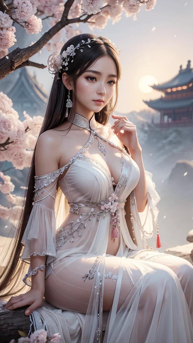ganyu (genshin impact), (masterpiece, best quality:1.2), 1 girl, alone, In the depths of Wonderland,The moonlight falls like water,foggy room,The figure of the heroine is vaguely visible,Just like the fairy in the painting,Slender sexy legs,very nice legs,Show sexy legs,big breasts,美丽而又带着一丝mystery的色彩。Her face is beautiful and delicate,Like finely carved jade,Showing otherworldly beauty。The eyebrows are picturesque,The waves in my eyes are like twinkling stars,Show the light of perseverance and wisdom。The bridge of the nose is straight,Lip color like cherry,The slightly raised corners of the mouth reveal confidence and calmness。Her face is well defined,The skin is as fair as jade,Reveals a healthy glow,Just like fairies, She never eats fireworks in this world。Her makeup is light and delicate,Not too much embellishment,But enough to show her temperament and charm。Light-colored foundation brings out the transparency of the skin,A light eyebrow pencil outlines her perfect eyebrow shape,Eye makeup is eye shadow and eyeliner,Make her eyes brighter and more energetic。嘴唇涂上grace的口红,Adds a bit of charm and sophistication。她的衣服grace别致,Clothes fluttering,It seems like it will be blown up by the wind at any time,drifting into the distance。既不失grace,Also showed off her extraordinary skills。Rocking with her movements。Her hair is tied back casually,Secure it with a hosta,A few strands of hair flutter gently in the wind,Adds a bit of softness。Her figure is looming in the fairyland,宛如一道big breasts美丽的风景线,Attracted everyone's concern。She seems to be a fairy in wonderland,big breasts美丽、grace、mystery、and full of power。