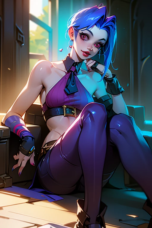 masterpiece, best quality, highres, Evelynn1, 1girl, solo, gray hair, k/da \(league of legends\), multicolored hair, yellow eyes, stylish hair, large breasts, busty body, micro bikini, smile, legs wide spread