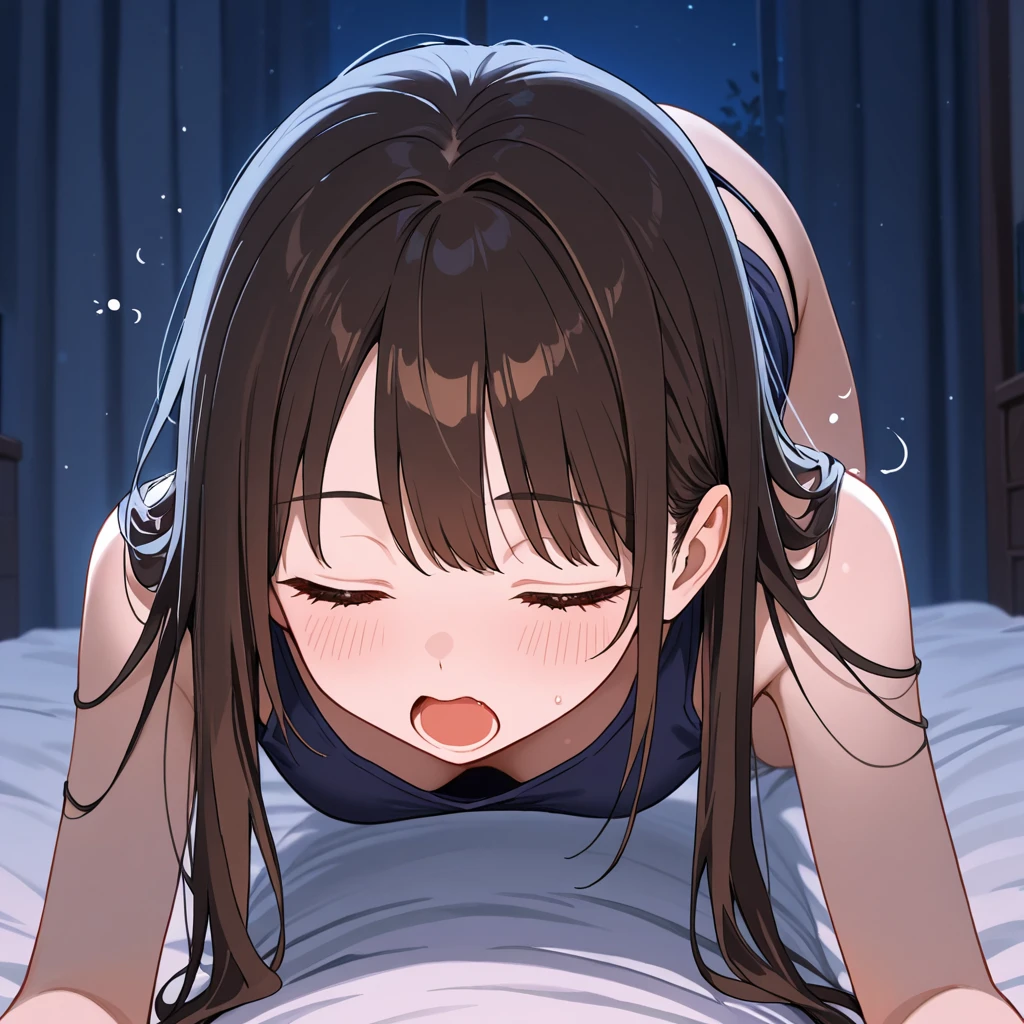 top-down bottom-up, ass, doggystyle, all fours, sex from behind, trembling orgasm, open mouth, motion lines, highres, absurdres, high resolution, highly detailed, hand on another's head,