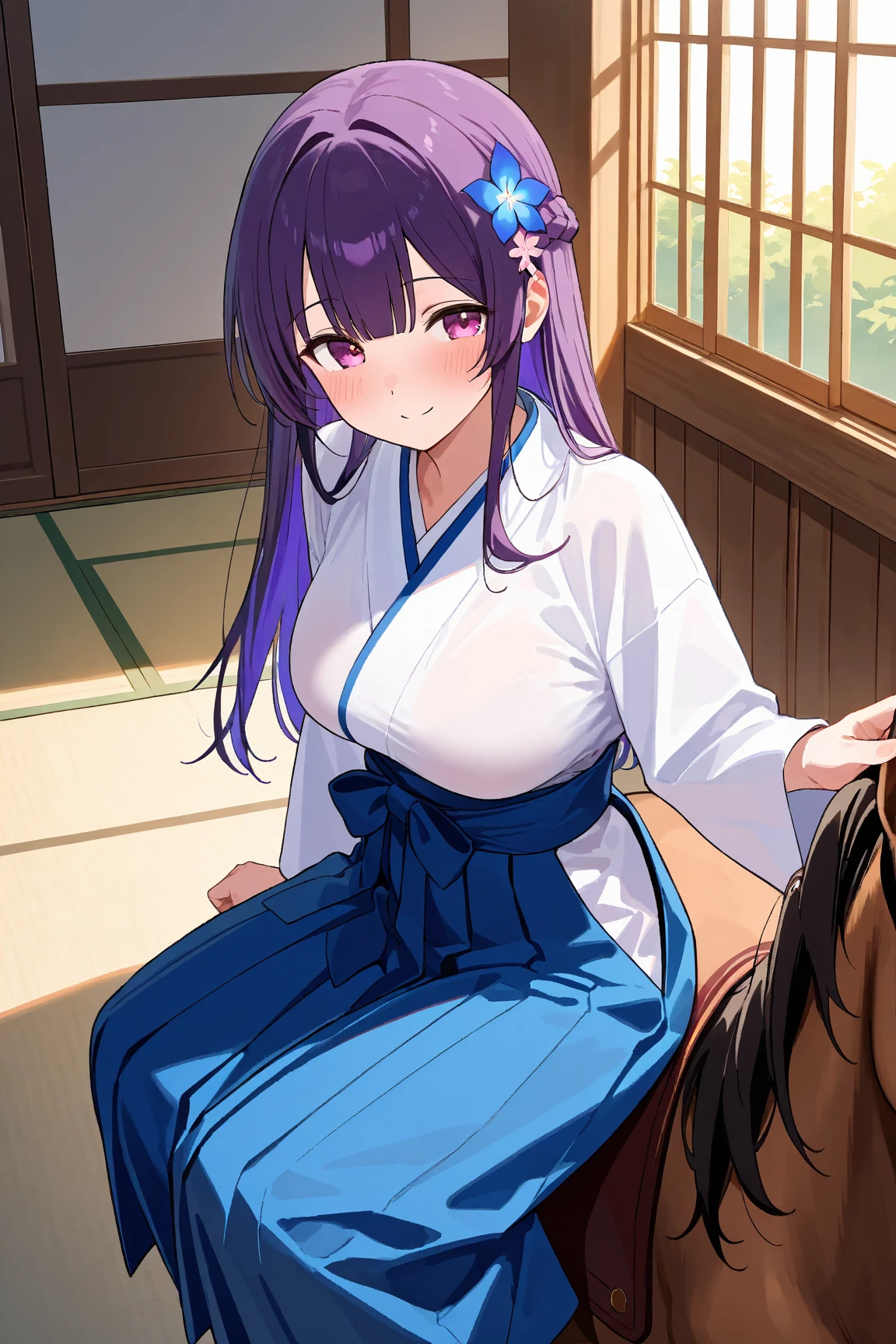 score_9, score_8_up, score_7_up, score_6_up, score_5_up, score_4_up,source_anime, BREAK uncensored, official art, official style,anime_screencap , anime coloring ,dbj , qqx, cch, [[zjw]] , 1girl ,Koubuin Yuuhi, blue hair , purple hair , high ponytail , blue eyes, kimono , saliva, from side, side view , side fellatio, deepthroat , vacuum , oral sex, blowjob, penis inside the mouth ,1boy, Dark-skinned men , (((Muscular man))), (((ugly man))) , (((Size difference))) , riding cock, huge cock, muscular cock, wide cock, fat cock
