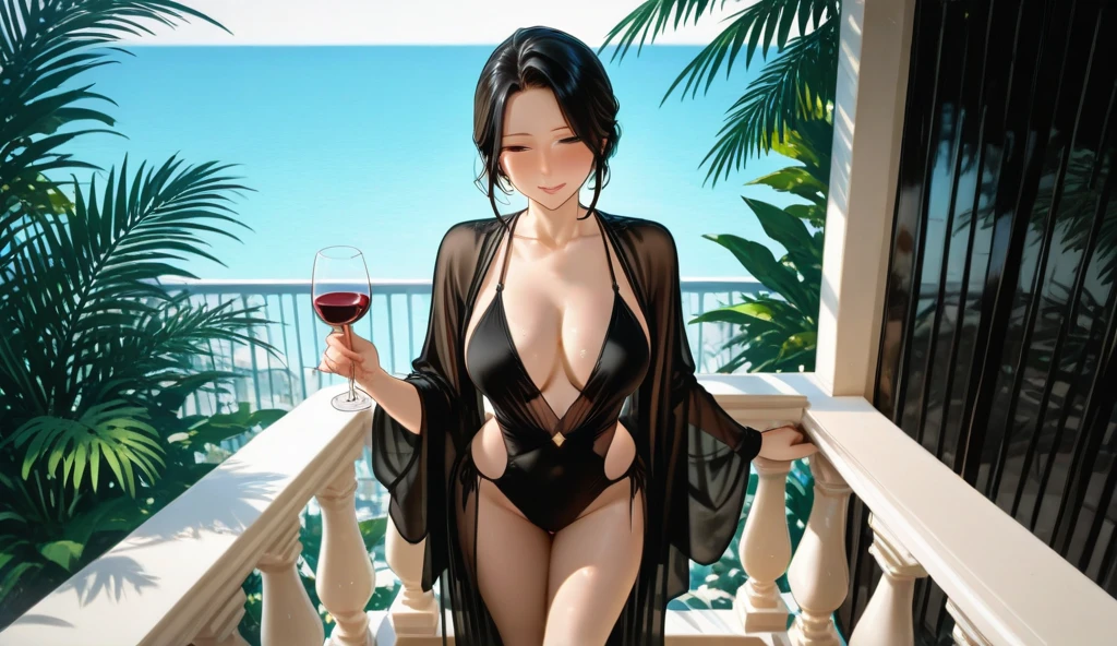 1个Giant Breast Girl, Brown hair,short detailed hair,eBlue eyes,full bodyesbian,Wearing black transparent dress with translucent cloth, V-chest clothes, see-through cloth, flowing salmon silk, translucent silky dress, flowing magical flesh robe, translucent cleavage dress, Sexy lingerie camisole, silky garment, flowing pink silk, Draped in flowing fabric, flowy fabric,(tmasterpiece, Best quality at best, high qulity, A high resolution, ultra - detailed)