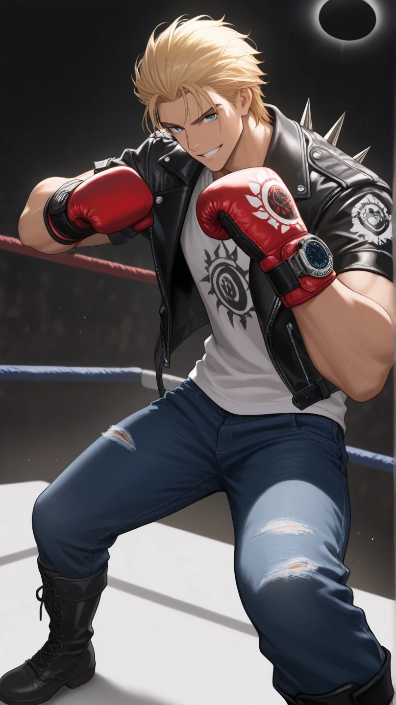 A handsome UFC fighter with UFC gloves, background bokeh,8k