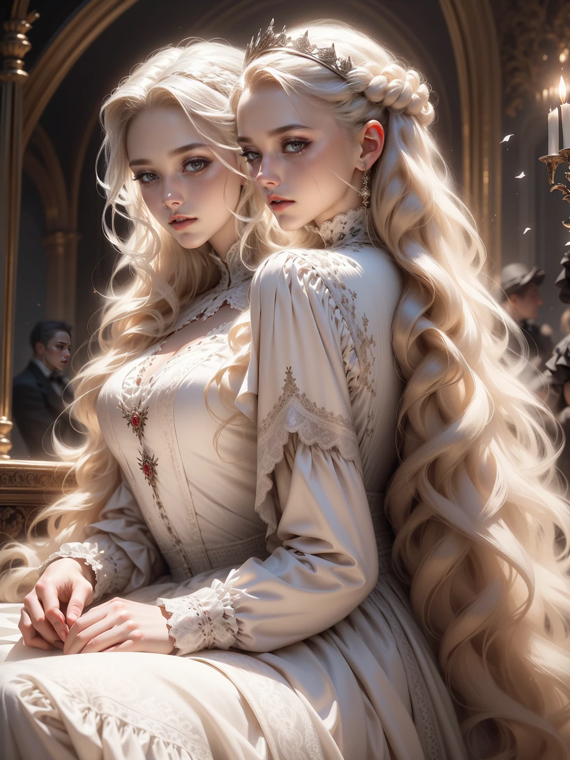 Name: Princess Elizabeth of Sonora
Appearance:
• Hair: Long, wavy, golden brown hair reaching almost to the waist. Her hair is often decorated with gold pins and tiaras with precious stones.
• Eyes: Large, almond-shaped, sapphire-colored, sparkling with wisdom and kindness.
• Skin: Light, with a slight blush that indicates her noble origin.
• Body: Slender and graceful, with graceful features that radiate nobility and majesty.
Clothes:
• She wears elaborate dresses made of silk and velvet, embroidered with gold and silver thread. Her favorite colors are royal blue and magenta.
• Her dresses are often decorated with family crests and symbols of empire, emphasizing her high status.
• An important element of her wardrobe is a cape made of white fur, symbolizing the purity and majesty of the Sonoran Empire.
Accessories:
• On her head she wears a diadem of diamonds and sapphires, which she inherited from her mother.
• Around her neck hangs a ruby necklace, a family heirloom and symbol of her lineage.
She also wears an Imperial signet ring on her right
hand, indicating its status
heir to the throne.
Features:
• Her demeanor is marked by great dignity and confidence. She knows how to control herself and always keeps calm even in the most difficult situations.
Elizabeth is known for her wisdom and justice, often participates in making important state decisions together with her father.
She also has a strong sense of duty to her empire and is willing to sacrifice personal interests for the welfare of her subjects.
Such a daughter of the emperor will become a pride
for the entire Sonoran Empire,
a symbol of her greatness and power.