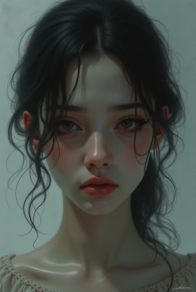 There is a digital drawing of a woman with long hair, soft digital painting, Soft portrait, #1 digital paintting of all time, # 1 digital paintting of all time, digital paining, smooth. Digital painting, Digital painting, drawn in anime painter studio, speedpaint, digitalportrait, digital sketch, Blurred face, obscured face, A digital painting, digitial painting