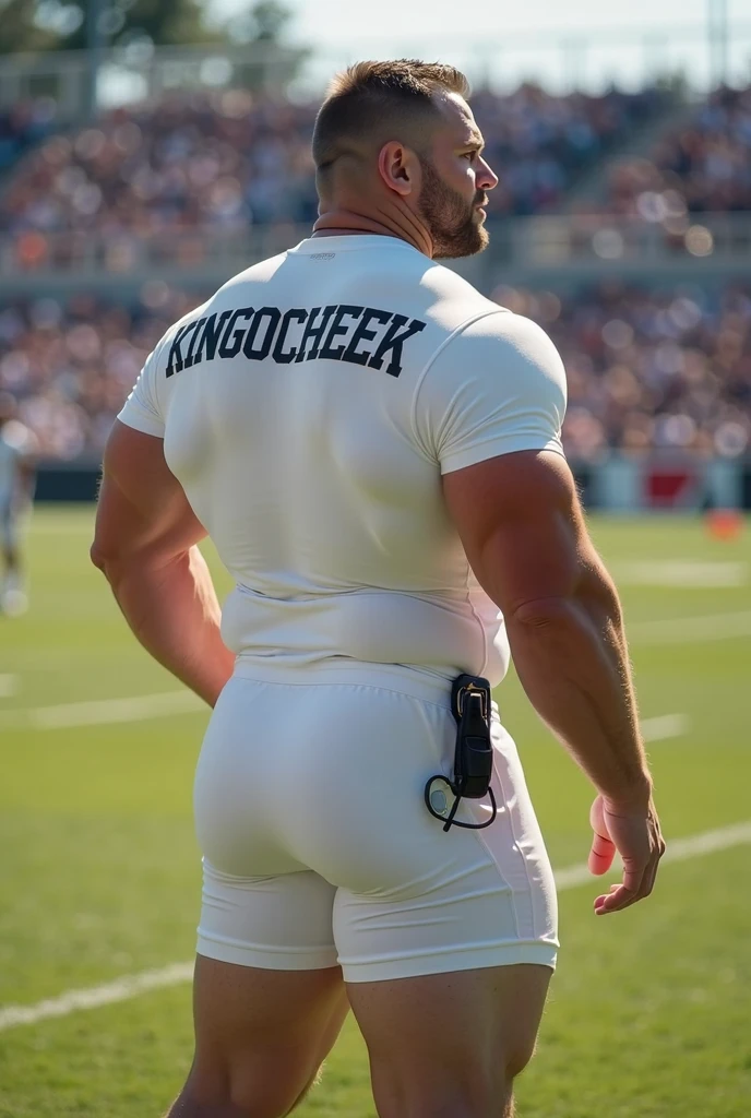 tumblr, sharp lens, photorealistic, navel, unbuttoned military jacket, camo pants unzipped, crotch bulge, smirk, pretty eyes, mustache, dog tag, underwear peek, brown hair, arm hair, abs, navel, (navel hair:1.5), extremely hairy, muscular, huge pecs, tan skin, gym lockers background <lora:bulgerk-dickprint:0.4>