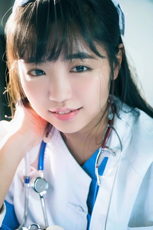 (masterpiece:1.3)、Very fine finish、(High resolution、8k:1.3)、(highest quality)、(Ultra-realistic as a photo:1.3)、Professional portrait、Professional Writing、Correct limbs、Anatomically correct, Perfect Proportions、The face is in focus、Face close-up、超High resolutionの顔、The face is in focus、Ultra high definition and beautiful eyes、(Concentrated eyes、Eyes that are not too big、Eyes are symmetrical:1.3)、High quality and beautiful skin、Firm Skin、Ultra HD Hair Texture、Japanese women、20-year-old、very cute, Half Up:1.3, nurse、nurse break (White nursing uniform、white nurse uniform:1.3),Hospital room, (Embarrassing:1.3), (blush:1.3), Mr..々Shooting angle:1.3, View your viewers, Browsing Caution, (All fours pose:1.3)、Risky pose、