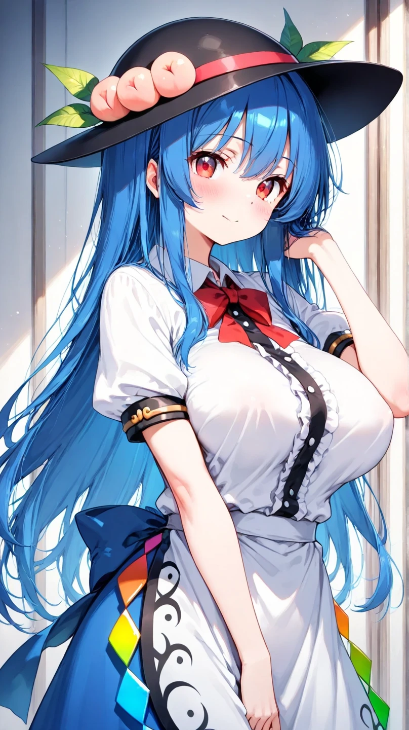 (masterpiece),best quality, expressive eyes, perfect face,w sitting, w sitting on ground, legs on ground, 1girl,
big breast, H-cup, good breast, crossing arms, beautiful, gorgeous,anime,girl,lora,hinanawi tenshi, blue hair, blue haired