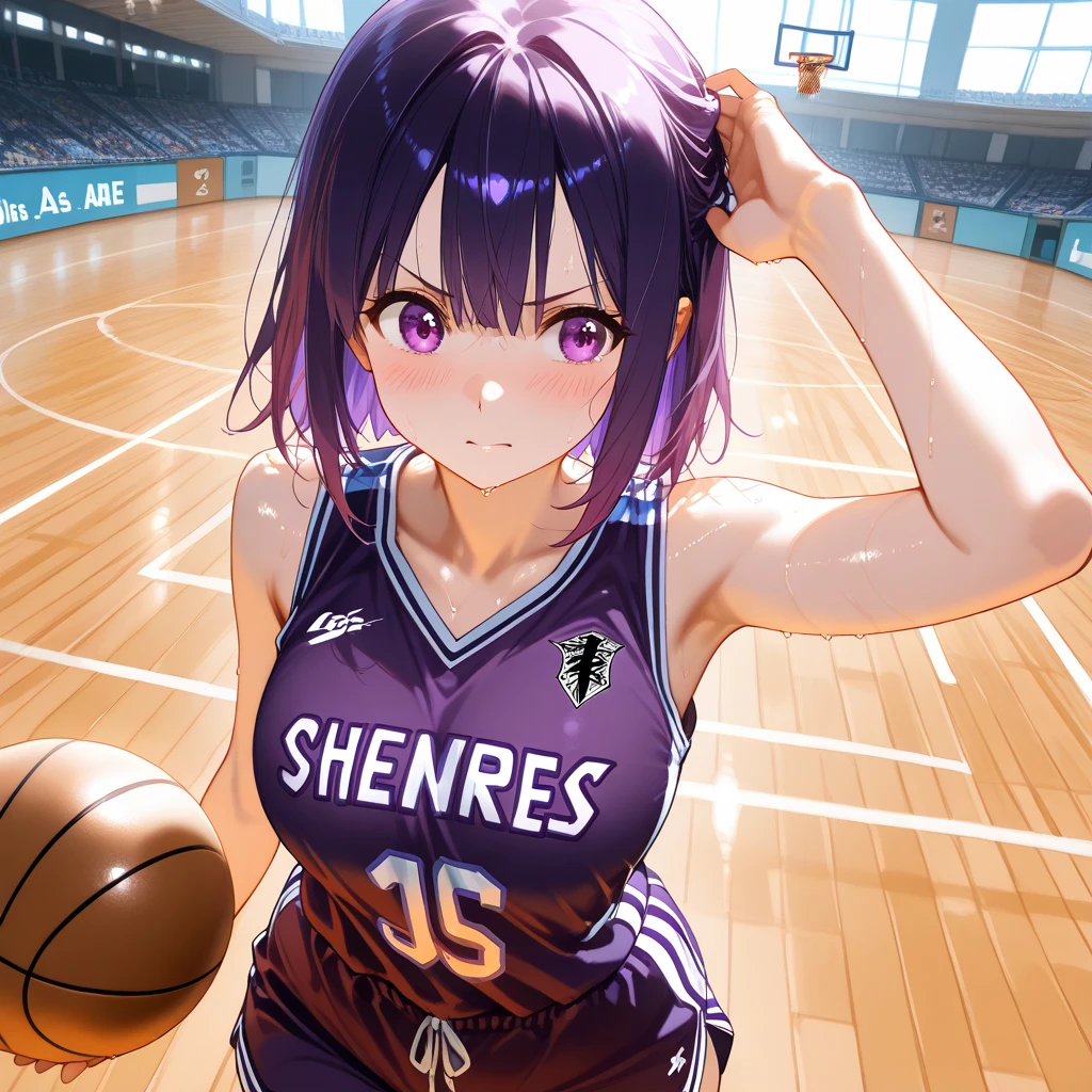 1girl,
indoor, lockerroom,
short bob hair, purple hair, BREAK,
volleyball uniform,
Looking down,Look at the viewer,from a ,From adove (from above),low angle shot,{{{from below:2.0}}},pantie pull,
cum on Panties,
masutepiece, Best Quality, , absurderes, Perfect Skin, Detailed skin texture, ultra-detailliert, 8K, Intricate details, beautifull detailed face,hight resolution,
{{{shaded face}}}, mock, smile big, happy smile, open mouth, looking down at viewer, masterpiece,absurderes, beautiful detailed face