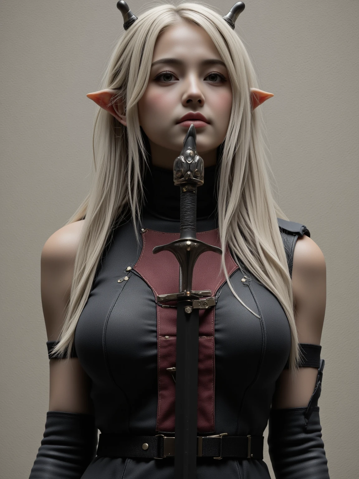 8k,The ultimate detail,cg,realistically,Drama light,Elf girl,angry,Red eyes,Long fangs,Bare your teeth