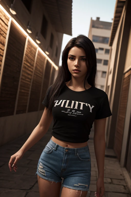 mulher, 26 anos, ultra realista, morena, alta, olhos claros, cabelo preto e comprido, pele clara, pastora da igreja, standing speaking in an evangelical church