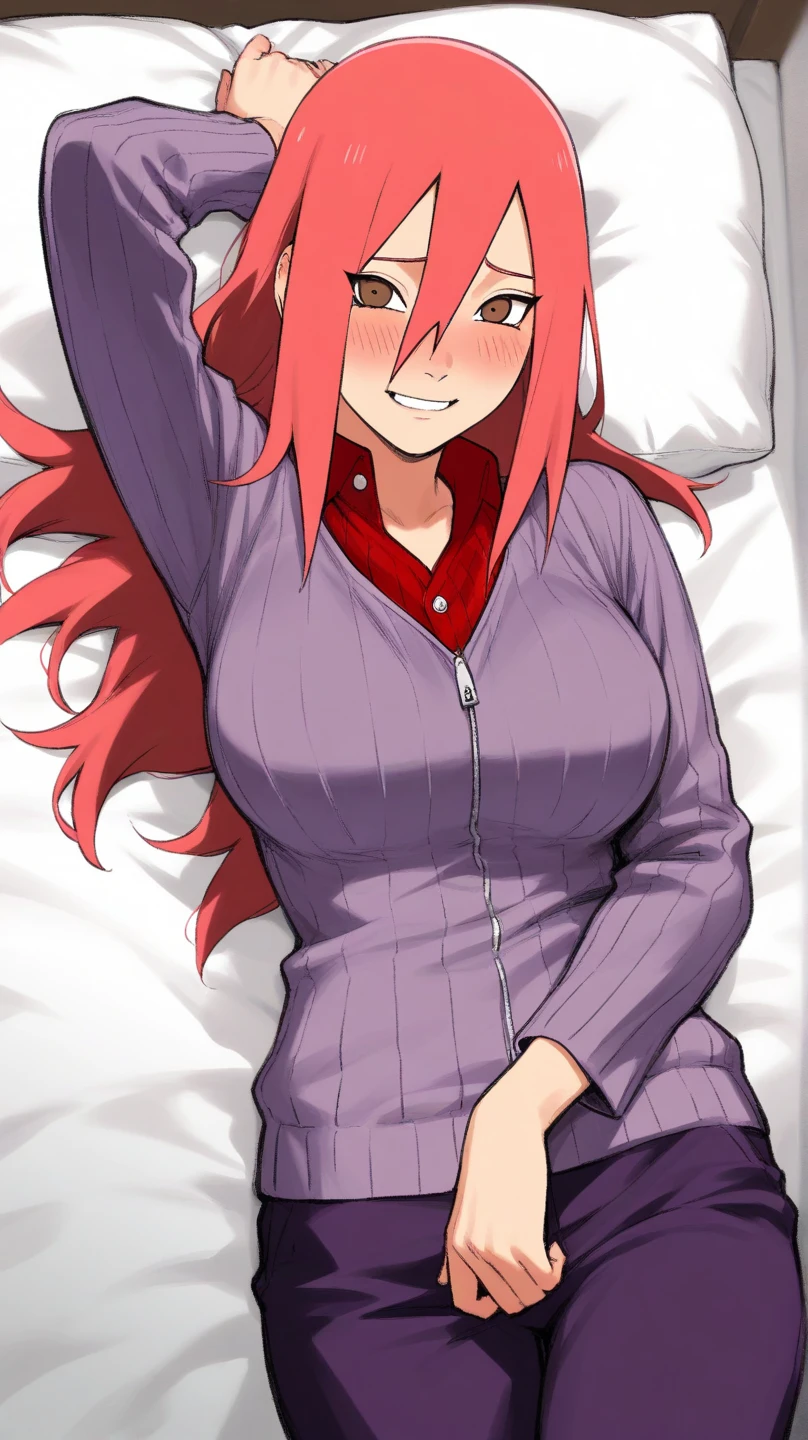 (Masterpiece) (High Detail) (High Res) A short humanoid girl with pale human skin and beautiful eyes and long hair and dog ears and a big fluffy dog tail and small average breasts. British face. She is wearing only an oversized sweater. She is sat on a sofa with a cup of hot chocolate while farting.
