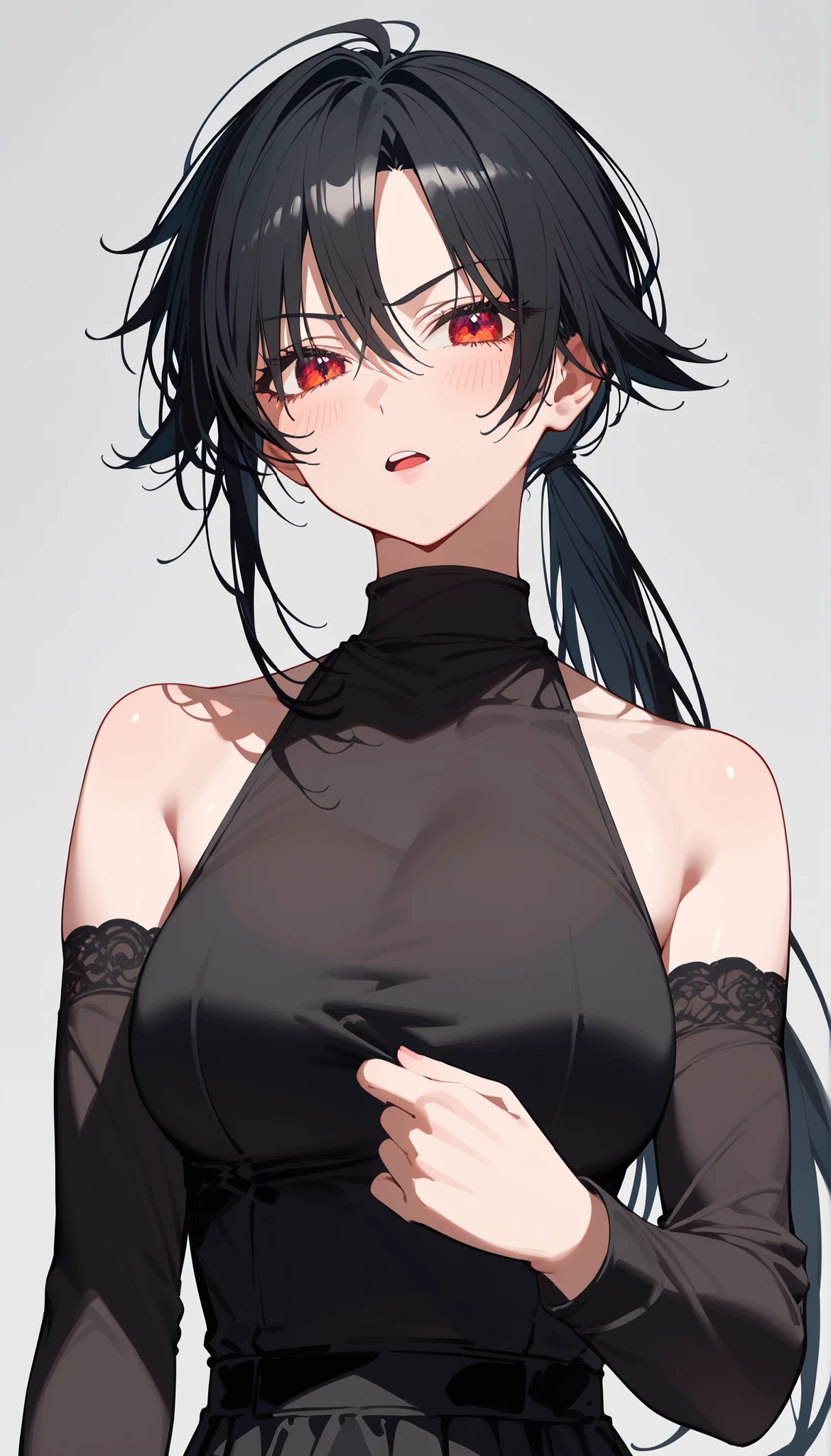 score_9、score_8_up、score_7_up、source_アニメ、High resolution、masterpiece、Highest quality、High resolution、shiki_form、sf_concept、solo、Colored sclera、Black sclera、Female Focus、Black Hair、Megumin、One person、Red eyes、