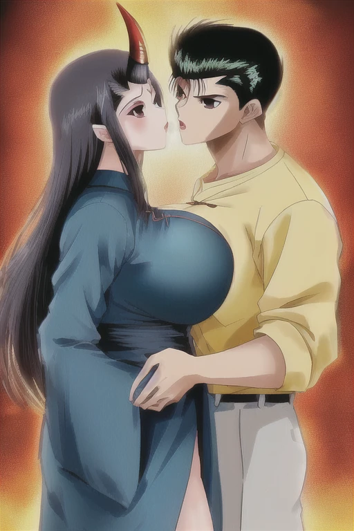 tmasterpiece,best qualityer,(There are only two people:1.3),Absolutely beautiful,A mature woman and one (Very little:1.2) Boy, Mother and son hug,hugs,huge tit, ecchi anime style, ecchi style, full color manga visual style, Shoujo Manga