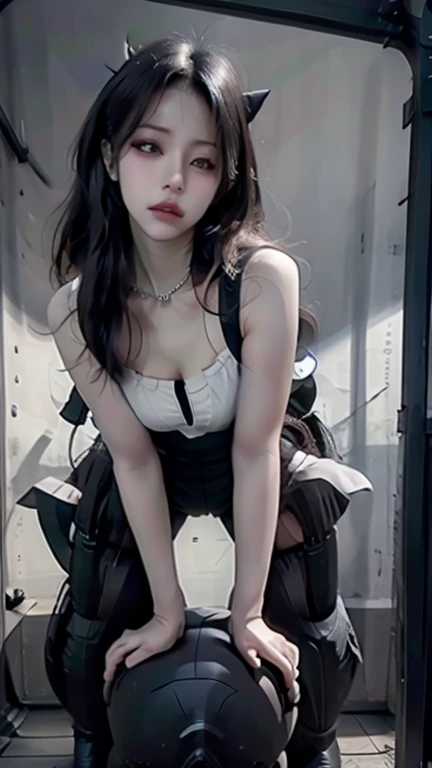 ((Best Quality)), ((Masterpiece)), (Details: 1.4), 3D, A Beautiful Single Beauty, (Blue-black Super Long Hair, Braided 1.6), (White Shirt, Black Pencil Skirt: 1.7), (White Stockings, Two Beautiful Legs: 1.6), (Red Lip: 1.2) HDR (High Dynamic Range), Ray Tracing, NVIDIA RTX, Super-Resolution, Unreal 5, Subsurface Scattering, PBR Texture, Post-processing, anisotropic filtering, depth of field, maximum sharpness and sharpness, multi-layer textures, albedo and highlight mapping, surface shading, accurate simulation of light-material interactions, perfect proportions, Octane Render, two-color light, large aperture, low ISO, white balance, rule of thirds, 8K RAW,