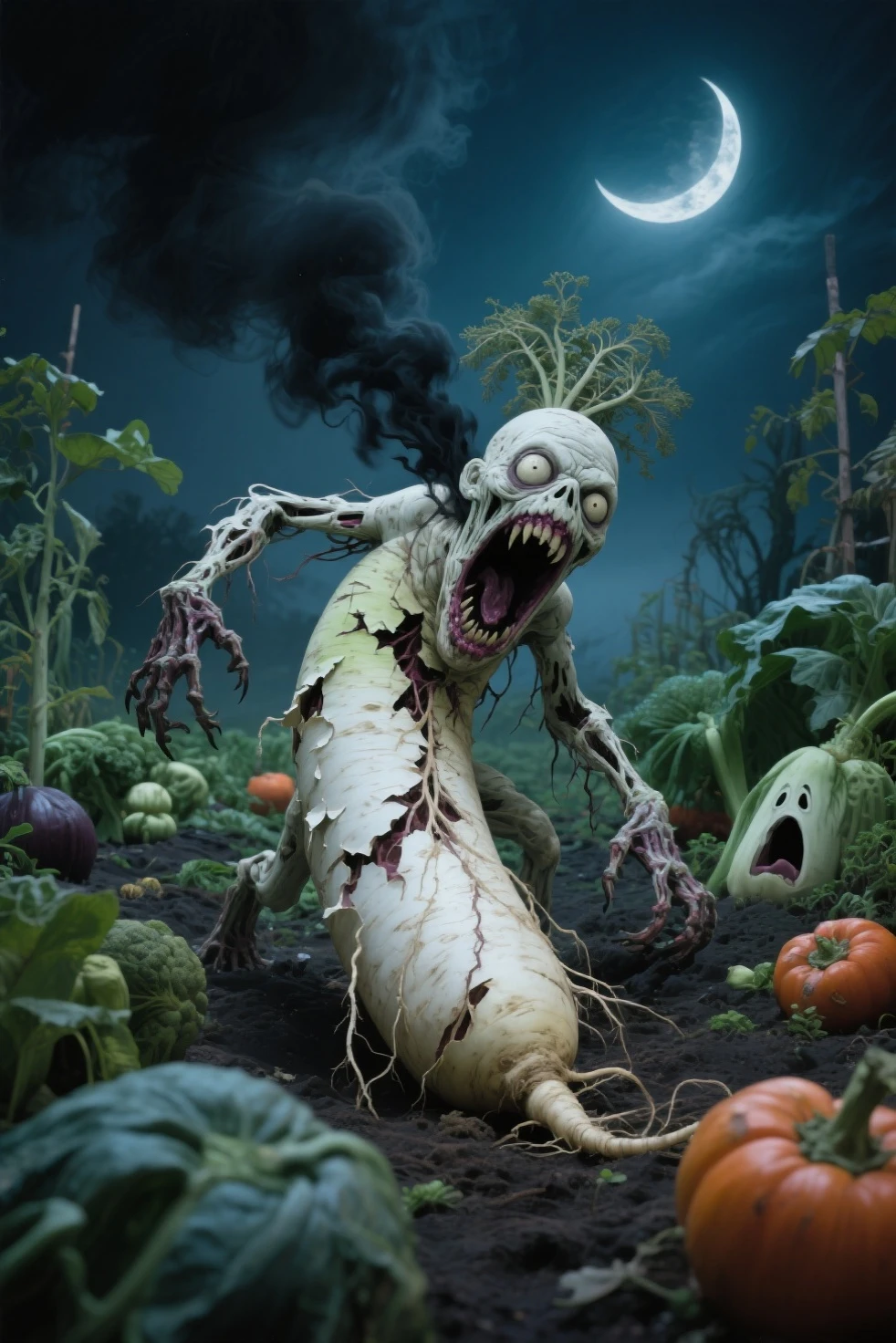 (create image of zombie and carnivorous plants:1.5),