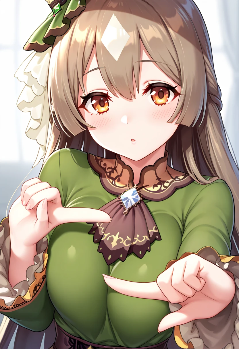 1Girl, satono diamond(umamusume), umamusume,big breasts, shiny skin, blush, (collar), viewer holding leash, leash, tears, looking at viewer, cowboy shot, pov, pov hand, bdsm, masterpiece, best quality very, aesthetic, recent, mid