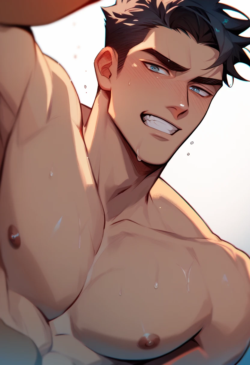School sports boy embarrassed because smelly armpits 