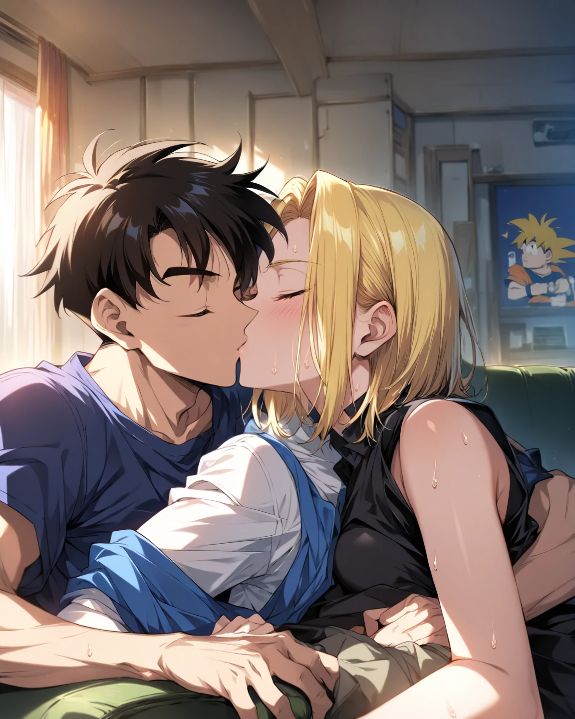 score_9, score_8_up, source_anime, solo, 1girl, tomboy, dress, hellsing, lole, young, ((aged down)), ikuchan, blonde hair, blonde hair, oriental, Chinese dress, short dress, indoors, apathetic, bored, boob window, 1boy, kissing, ((light skinned male)), size difference, nude male, huge penis, ((maledom)), size difference, large male, huge penis, foreskin 