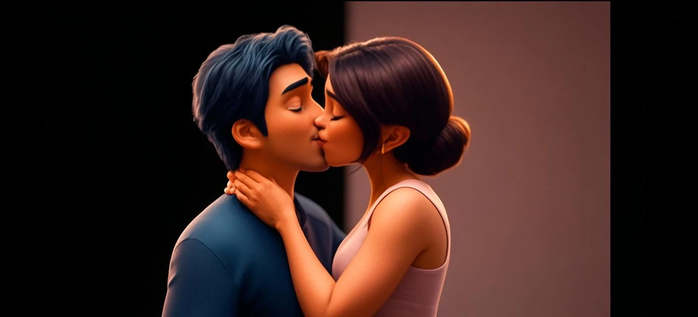 a couple kissing