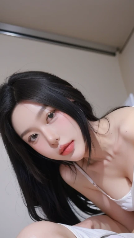 (8K, Raw photo, Photorealistic:1.25) ,( lipgloss, Whip, gloss-face, Glossy skin, Best Quality, 超A high resolution, depth of fields, chromatic abberation, Caustics, Broad lighting, Natural Shading, Kpop Idol) Watch the audience with tranquility and goddess-like happiness，Transparent intimate clothing，black curly hair，Pink high heels，Crystal Shoes，((((Upper body naked)))),Downboob,sideboob barbosa、Random View))