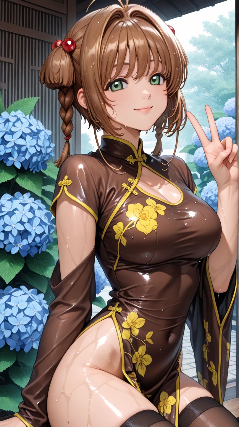 Photorealistic、Highest quality、Highest Resolution、Highest quality、16Ｋ、1 beautiful adult woman、Cute face、Delicate face、Bob cut hair、Ash brown hair color、Brown eyes、Delicate eyes、Beautiful Eyes、Beautiful breasts、Big Breasts、Gymnastics、garden、running、Exercise、Dynamic Angle、