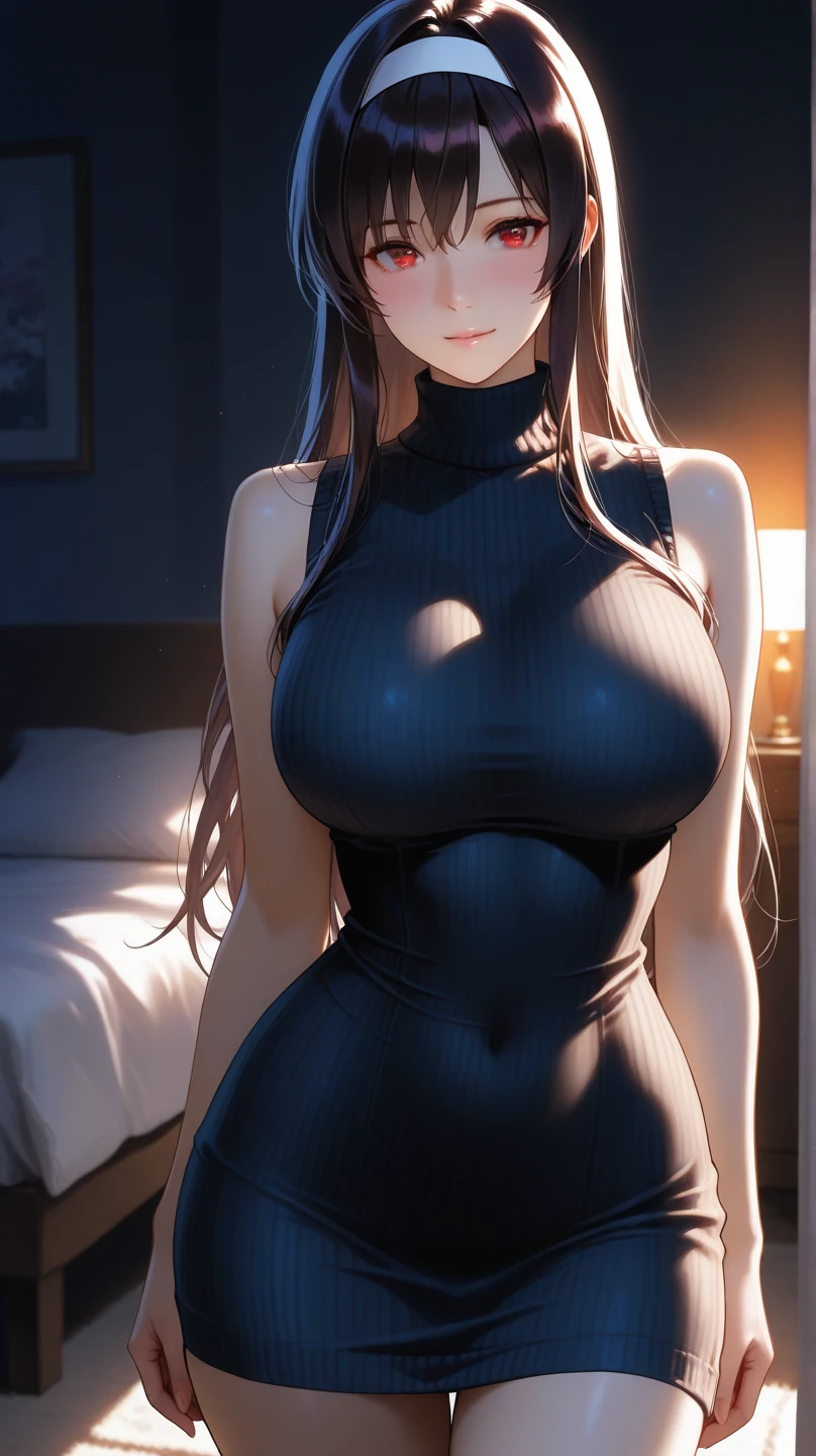 ((Best Picture Quality, 8K, tmasterpiece:1.3)), 1个Giant Breast Girl, Sexy beauty with slender abs:1.3, (casual hair, No leakage:1.2), Straight dress:1.1, Ultra-fine face, 詳細な目, 二重まぶた,ssmile,Duan