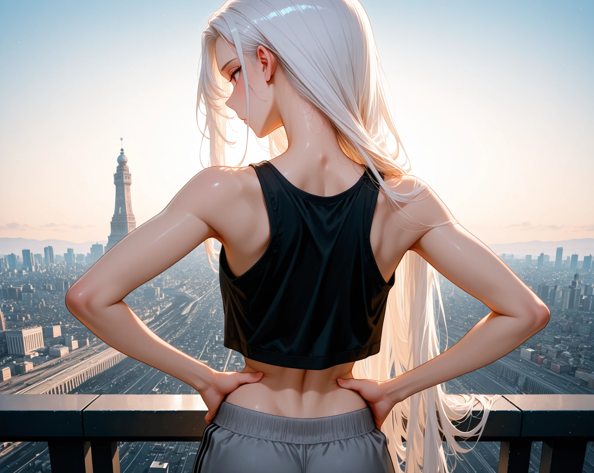back view, back view)(firm glutes)( hyper tight bikini clothes tucked inside buttocks) (big glutes) (bikini inside the ass) (super stretched underwear exposing buttocks)(firm glutes),back view, back view),(1 girl:1.3), Alone, (((Very detailed face)))), ((Very detailed eyes and face.)))), beautifuls detalles ojos, body parts__, Official Art, unified 8k wallpaper, super detailed, beautiful and beautiful, beautiful, Masterpiece, Best Quality, Original, Masterpiece, super fine photo, Best Quality, super high resolution, realistic realism, sunlight, Full length portrait, extraordinary beauty, dynamic pose, delicate face, vibrant eyes, (FROM THE FRONT), He wears a Spider-Man suit., red and black color scheme, spider, fondo muy detallado del Ceiling de la ciudad, Ceiling, with city views, detailed face, detailed complex busy background, disordered, gorgeous, milky white, very detailed skin, realistic skin details, visible pores, clear focus, volumetric fog, 8k hd, DSLR, high quality, film grain, White skin, photographic realism, lomography, Futuristic dystopian megalopolis, translucent