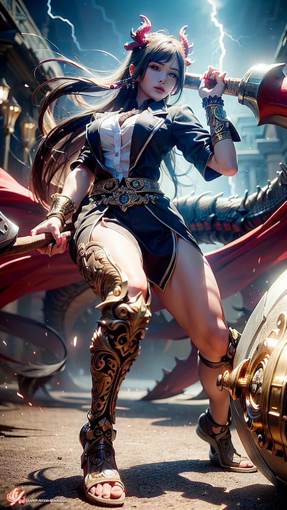 Asgard, valkyrie, mulher guerreira. Anatomia correta, female muscles, epic fantasy digital art，tmasterpiece，8k，high-definition resolution，desenho detalhado，Qulidade Superior，, Epic composition