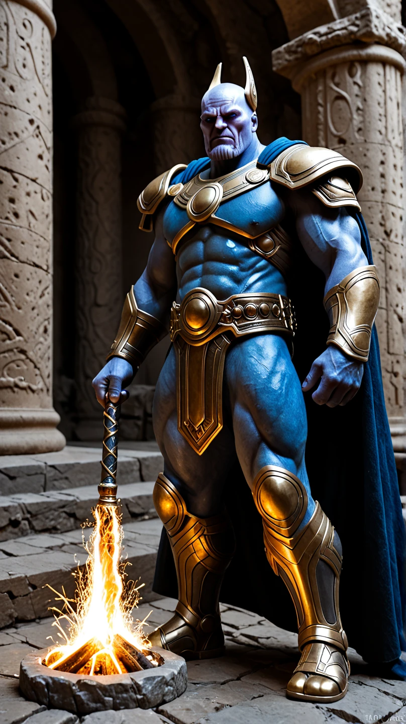 a muscular man in a furry loincloth, blonde hair,blue eyes, He-Man, dramatic lighting, ruins of a castle, Skeletor's minions, damsel in distress, fantasy, epic battle, dark moody colors, dramatic shadows, high contrast, cinematic composition, grandiose, (best quality,8k,highres,masterpiece:1.2),ultra-detailed,(realistic,photorealistic,photo-realistic:1.37),dramatic lighting,cinematic,concept art